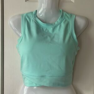 Mono B • Padded Crop Top High Neck Sports Bra in Ice Green • Size Small S